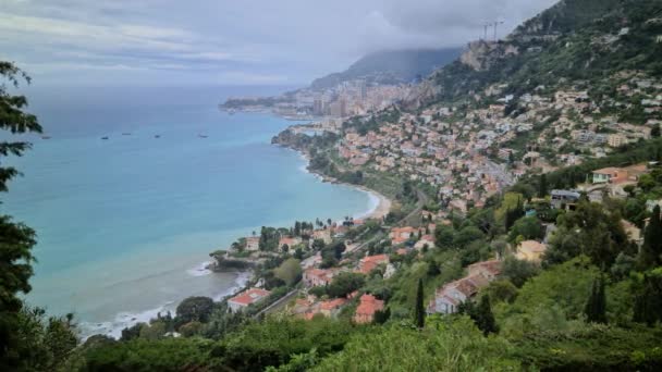 Belle Vue Sur Mer Méditerranée Depuis Montagne Panoramique Roquebrune Cap — Video