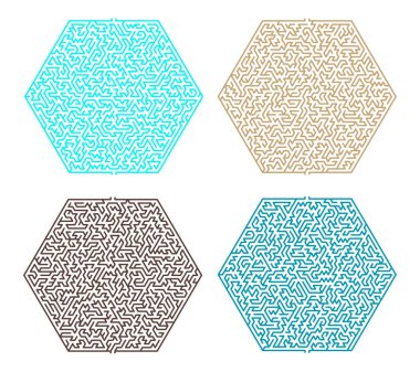 Difficult Vector Hexagonal  Mazes for Children clipart