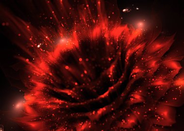 Fraktal Parlak Dahlia Çiçeği - Fraktal Sanat - 3D görüntü