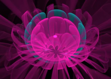 Fraktal Parlak Lotus Çiçeği - Fraktal Sanat - 3D resim