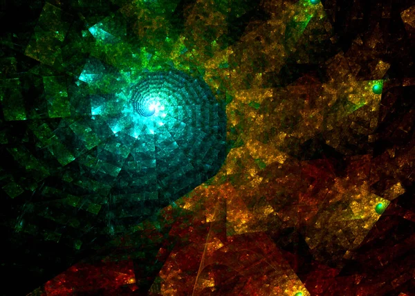 フラクタルアブストラクトウィールの背景を輝かせる Fractal Art — ストック写真