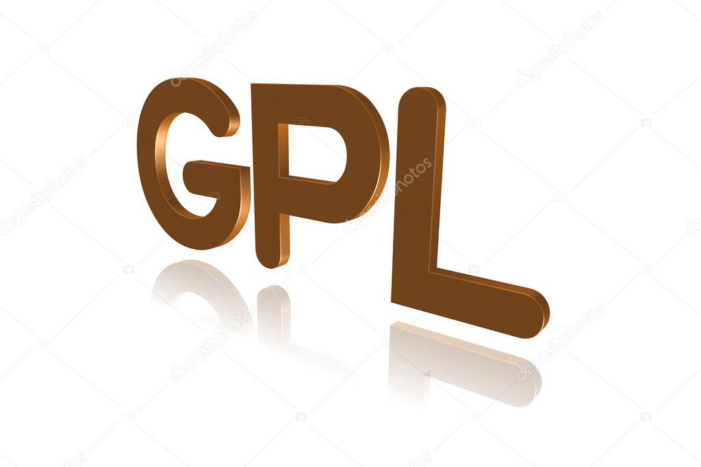 Programming Term - GPL  - General Public License - 3D image