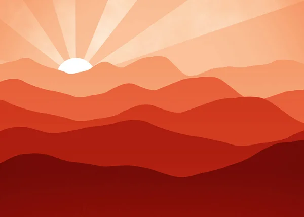 Красный Даун Вид Горы Райс Фон Туманное Утро — стоковое фото