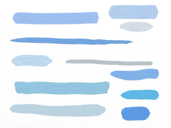 Blue Oil Paints Stroke Texture Right Brush Stroke Set — Stock Photo, Image