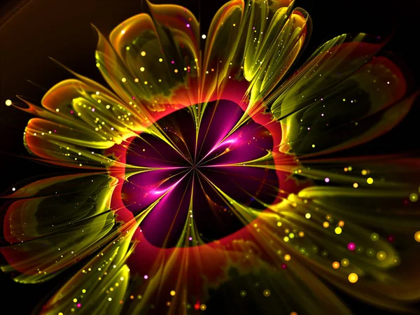 Flat Shine Flower Sfondo Con Effetto Bokeh Arte Frattale — Foto Stock