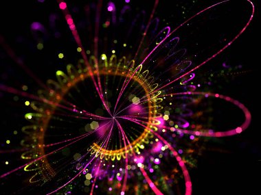 Bokeh Efektli Spiral Parlak Çiçek Arkaplanı - Fraktal Sanat  