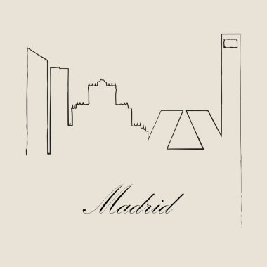 Madrid 'in Kaligrafik Skyline' ı - Vektör İllüstrasyonu