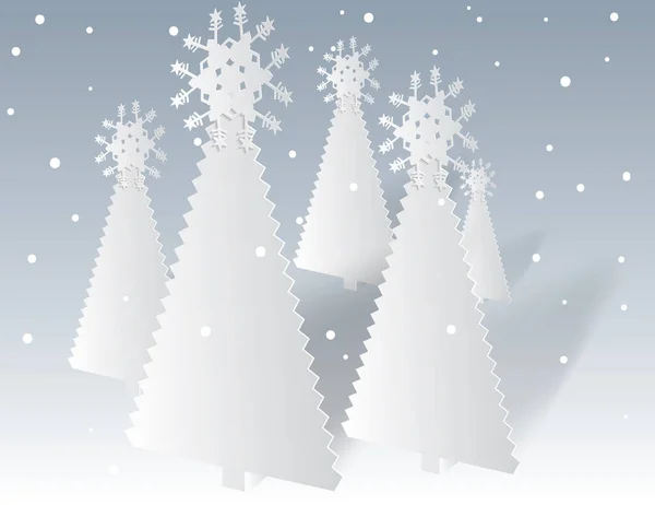 Weihnachtsbaum Aus Papier Geschnitzt Vector Illustration — Stockvektor