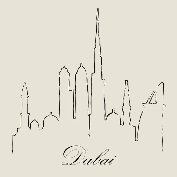 Каллиграфический Горизонт Дубая Векторная Иллюстрация — стоковый вектор