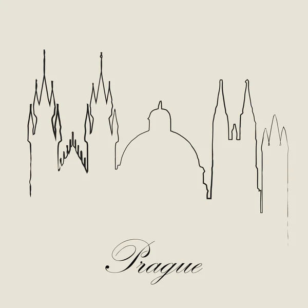 Calligraphic Skyline Prague Vector Illustration — стоковий вектор