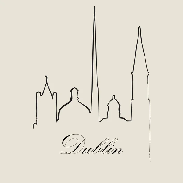 Skyline Caligráfico Dublín Ilustración Vectorial — Vector de stock