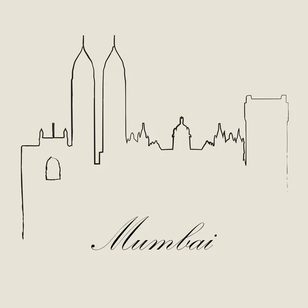 Calligraphic Skyline Mumbai Vector Illustration — стоковий вектор