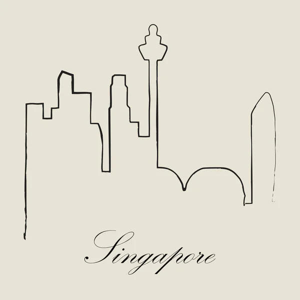 Calligraphic Skyline Singapore Vector Illustration — стоковий вектор