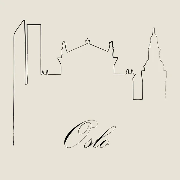 Calligraphic Skyline Oslo Vector Illustration — стоковий вектор