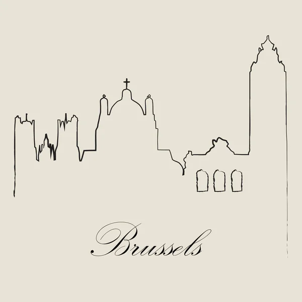 Calligraphic Skyline Brussels Vector Illustration — стоковий вектор