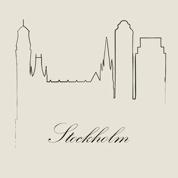Calligraphic Skyline Stockholm Vector Illustration — стоковий вектор
