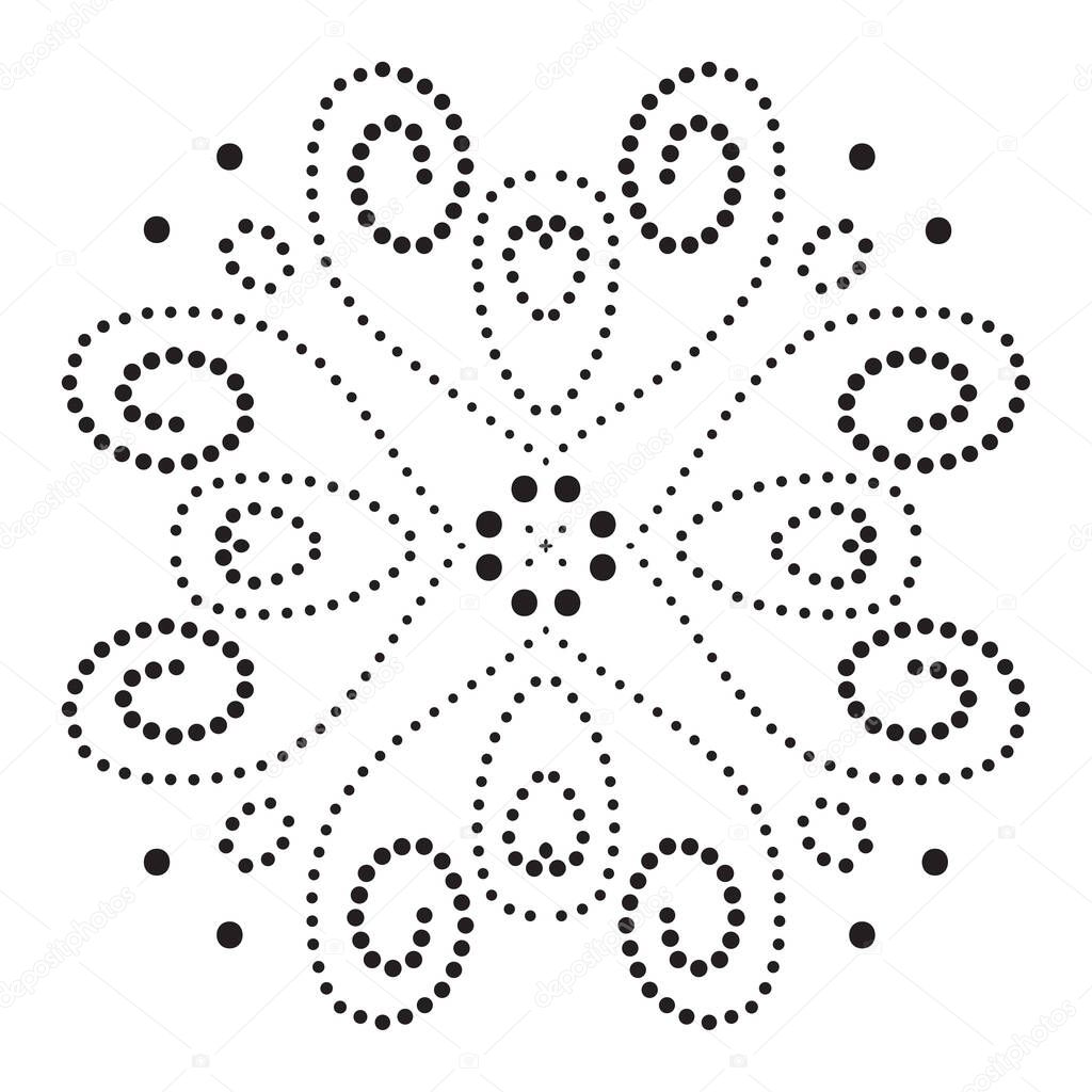 Kolam with dots - Alpona Design - Vector Illustration  
