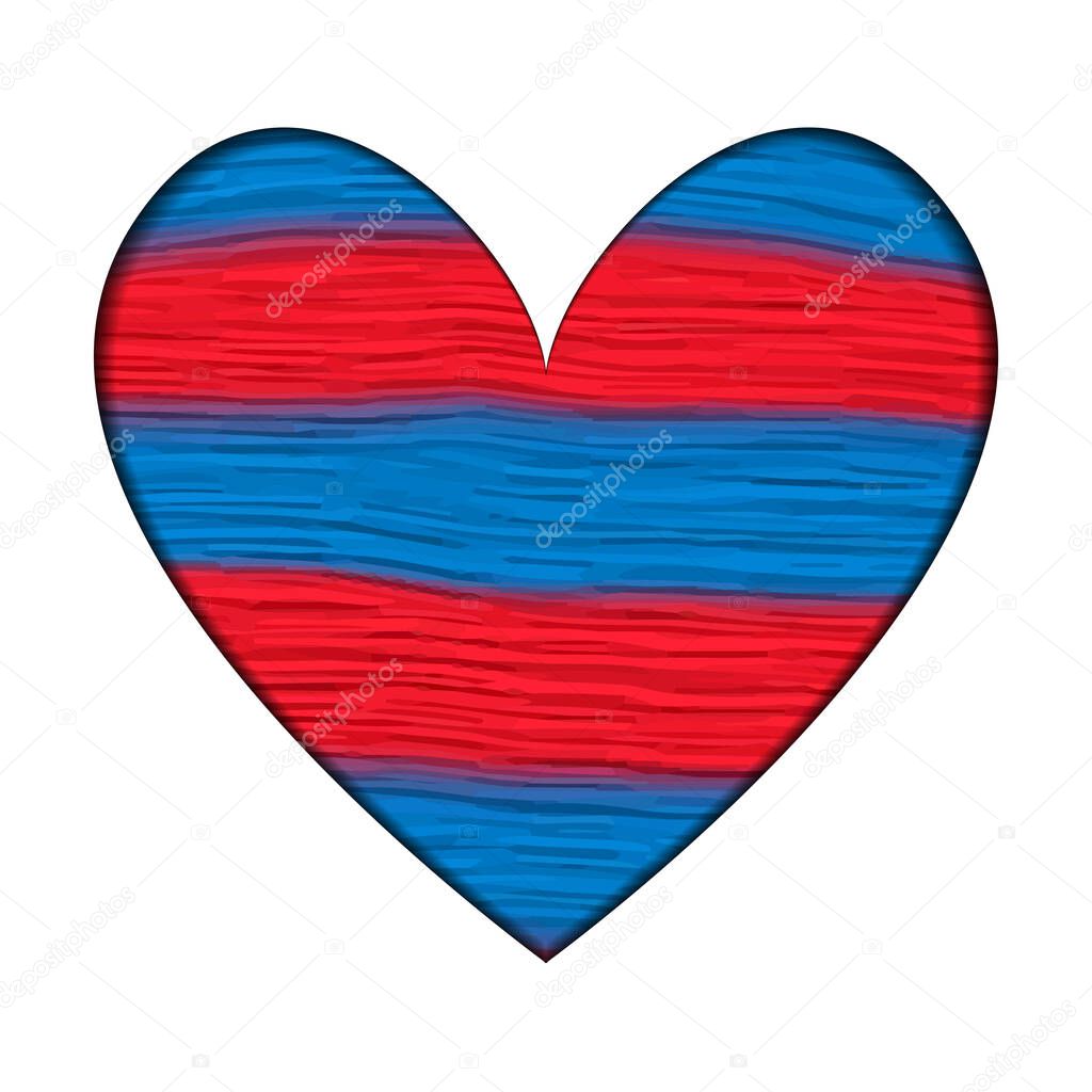 Oil Stripes Heart Concept - Iceland National Flag Colors - Oil Paints Stroke Silhouette Template -  Vector Illustration  