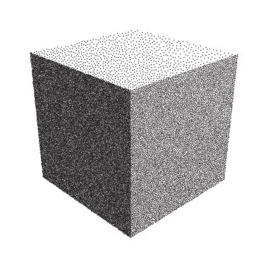 Vektör YarıTonlama Noktalı Geometrik Şekil Görünümü - 3D Küp