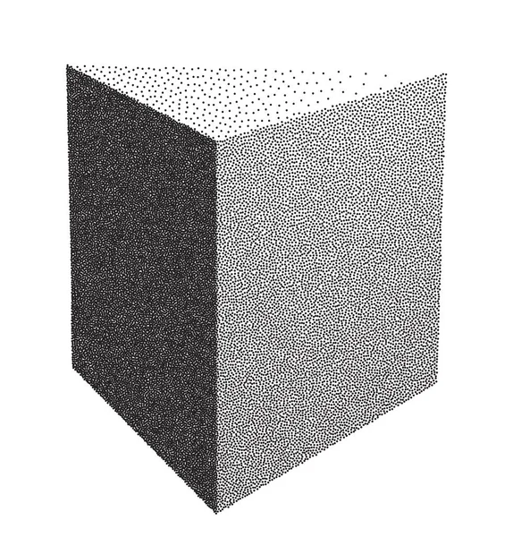 Illustration Vectorielle Figure Géométrique Pointillée Demi Teinte Prisme Triangulaire — Image vectorielle