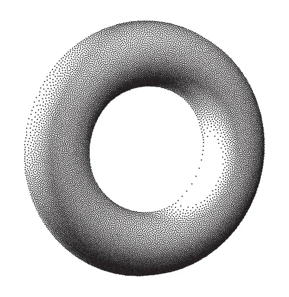 Wektor Halftone Stippled Geometryczna Ilustracja Rysunku Torus — Wektor stockowy