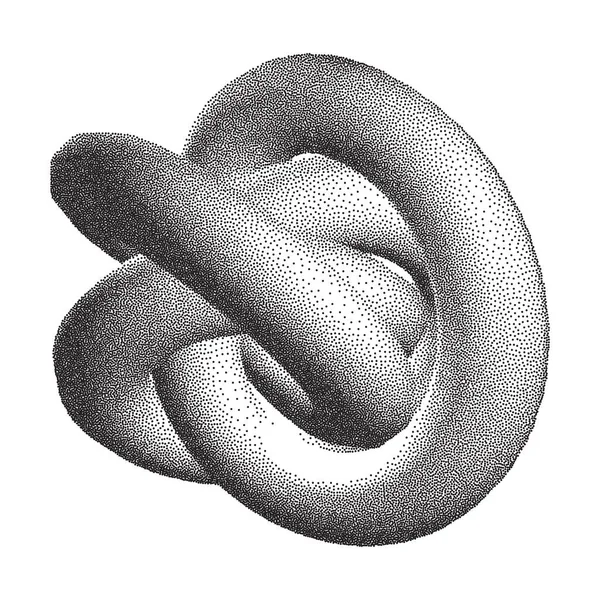 ベクトルハーフトーン幾何学的図形イラスト 3Dインフィニティ Torus Knot Loop — ストックベクタ