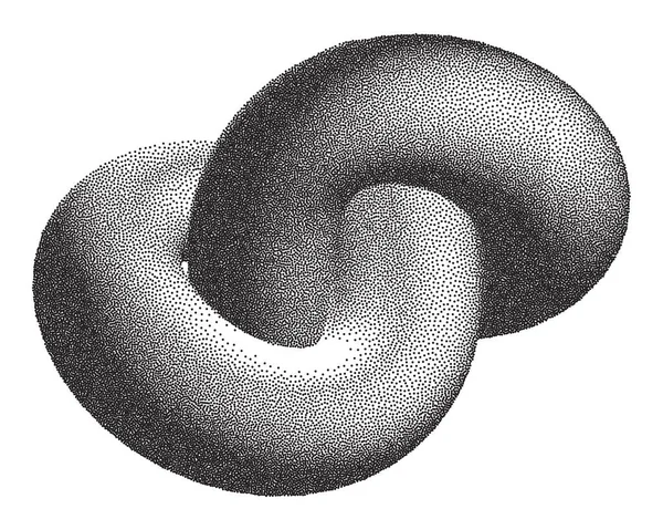 ベクトルハーフトーン幾何学的図形イラスト 3Dインフィニティ Torus Knot Loop — ストックベクタ