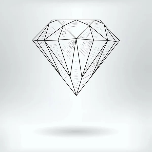 Tecknad Symbol För Fasetterad Diamond Jewel Concept Ritning Skiss Vektor — Stock vektor