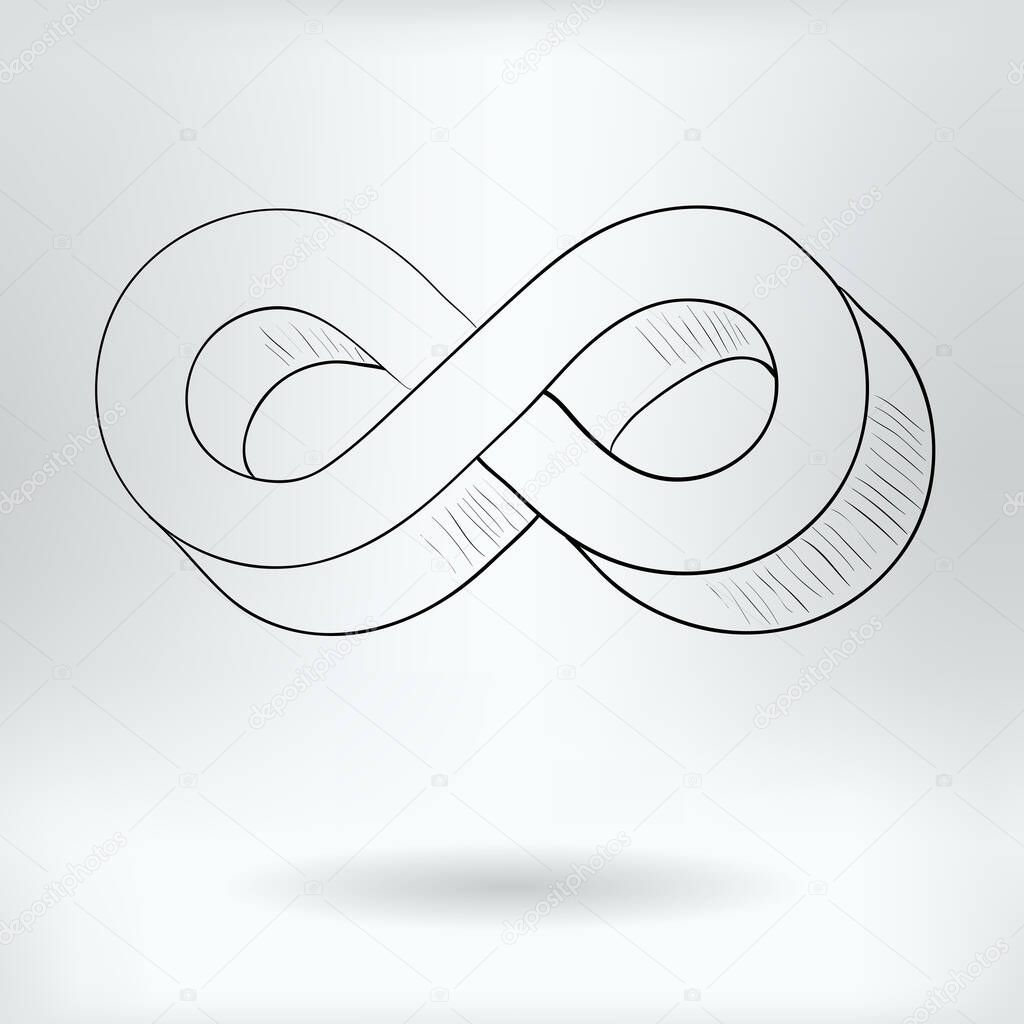 Cartoon Symbol of Infinity  - Mathematical Infinity Concept -  Drawing Sketch Vector Illustration  