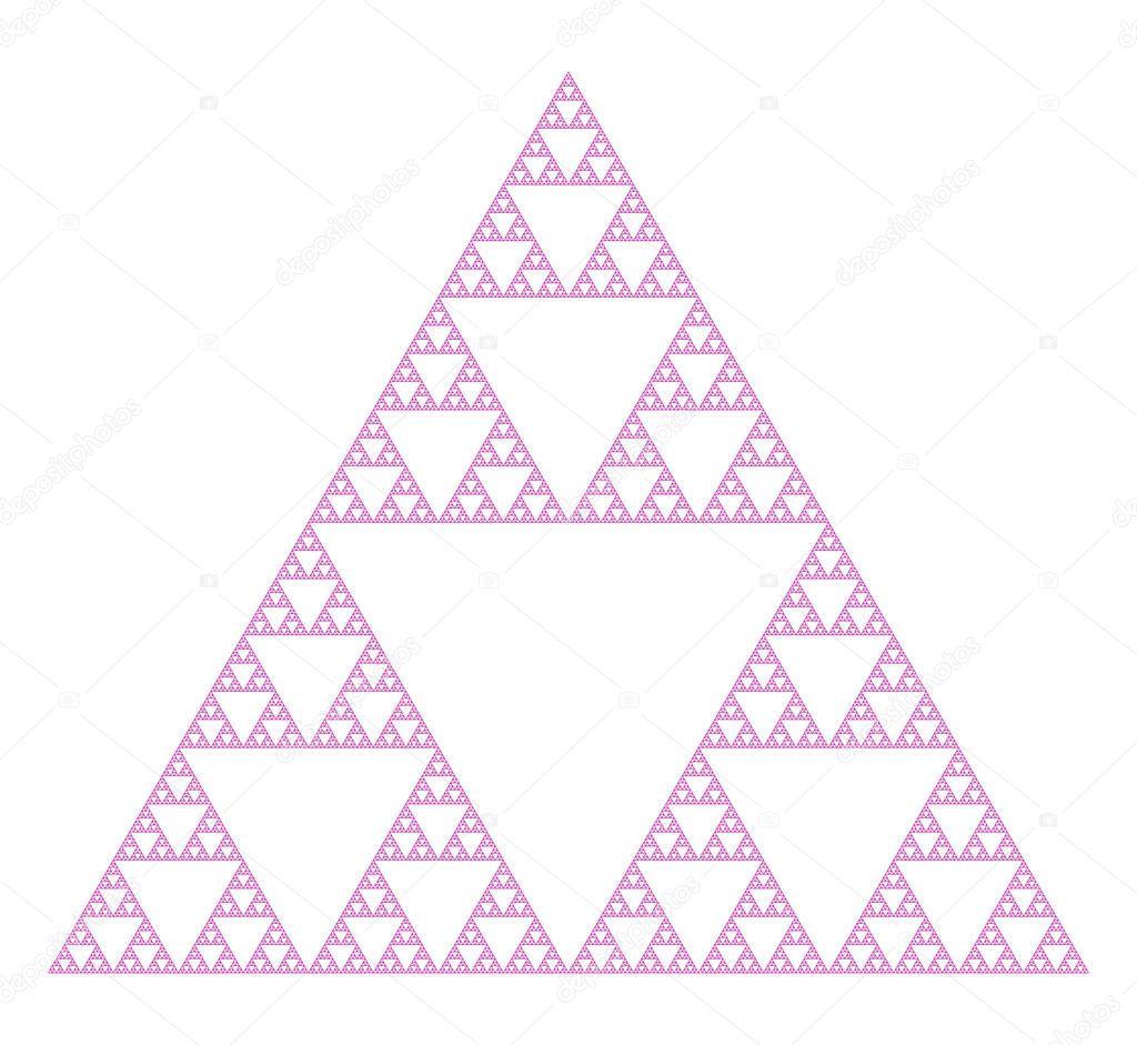 Flat Vector Computer Generated  Sierpinski's Triangle L-system Fractal - Generative Art  