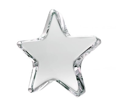 Kristal Buzlu Cam Şeffaf Ödül Beş Noktalı Yıldız Simgesi - 3d Resim Hazırlama