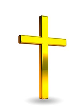 Altın Hıristiyan Haç Simgesi - 3d Resim Hazırlama