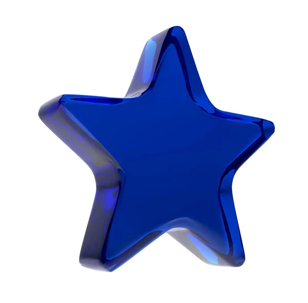 Deep Blue Cobalt Glass Transparent Award Five Pointed Star Icon — Photo