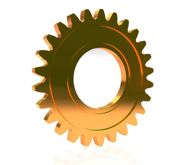 Gold Symbol Gear Icon Rendering Image — Stock Photo, Image