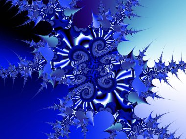 Koyu Mavi Dikenli Arkaplan - Fraktal Sanat  