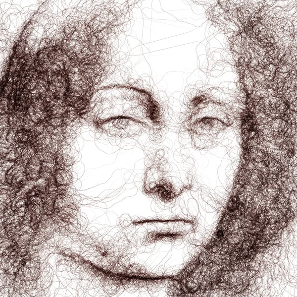 Fractal Desenhado Ginevra Benci Retrato Estilizado Arte Gerativa — Fotografia de Stock