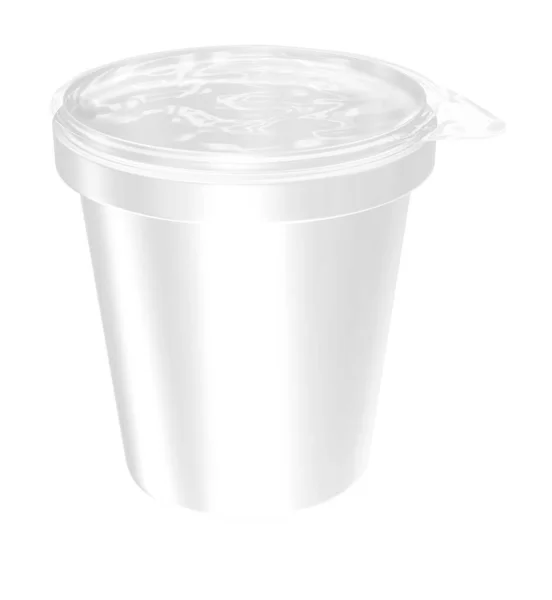 Sour Cream Cup Tub Container Med Transparent Cover Mockup För — Stockfoto