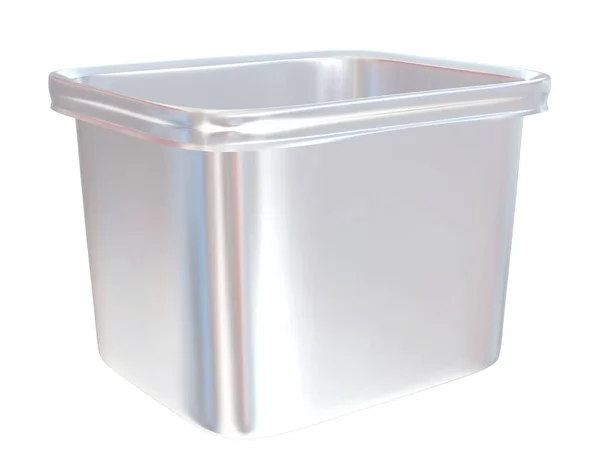 方块食品塑料容器设计模型 白色背景下三维造型图解分离 — 图库照片