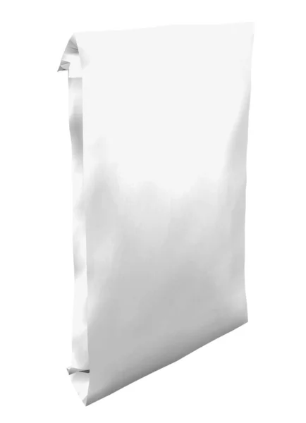 プラスチックガセット形バッグ食品サシェ包装ポーチモックアップ用デザインプロジェクト モックアップ3Dイラスト白の背景に孤立 — ストック写真