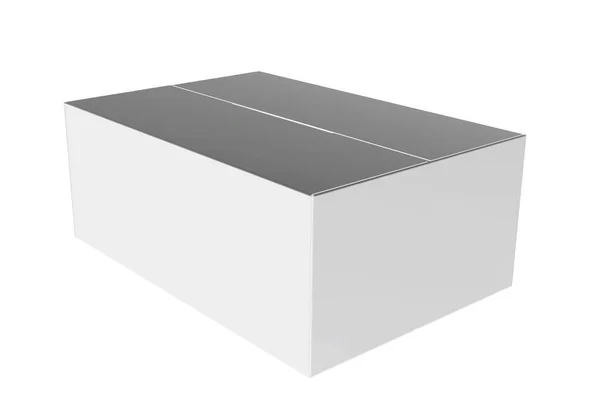 ホワイトカートンメールボックス デザインプロジェクトのためのモックアップ 3Dイラストをモックアップホワイトの背景に隔離 — ストック写真