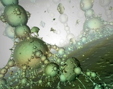 3d Fraktal Sunum Dünya Dışı Şehir Manzarası   