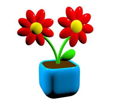Ev Bitkisi Kırmızı Çiçeği Simgesi - 3d Resim