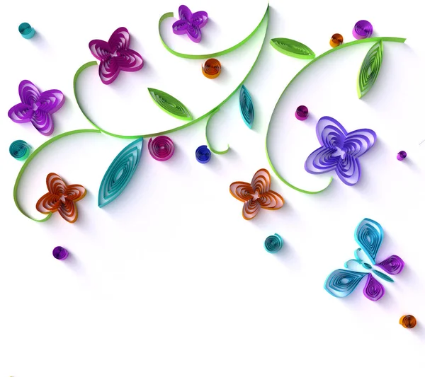Paper Art Quilling Filigree Kwiat Tła Sweet Render Papercraft Wakacje — Zdjęcie stockowe