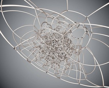 3D Fraktal Hazırlama Beyaz Moleküler Köpük Yüksek Teknoloji Yapısı - Fütürist İnşaat Pleksi Arkaplanı