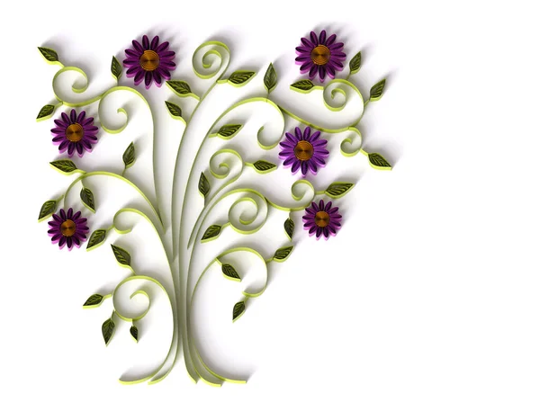 Paper Art Quilling Filigree Floral Background Sweet Render Papercraft Διακοπές — Φωτογραφία Αρχείου