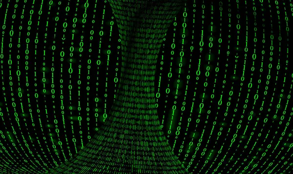 Torus Core Med Grön Digital Matris Bild Numerisk Hypnotisk Tunnel — Stockfoto