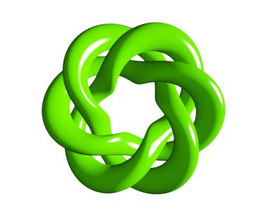 Yuvarlak Yeşil Hasır Logo Sembolü - 3d Rending Fractal Design Concept