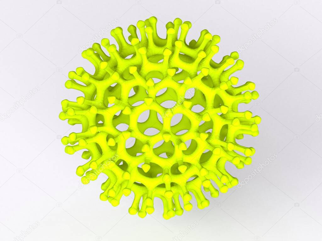 Spherical Carbon Fullerene Like Molecule Particle Symbol - Light Green Hi-Tech Scientific Concept 3D Rendered Icon