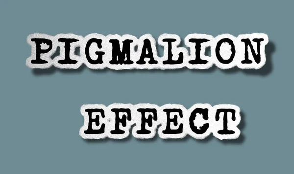 Pygmalion Effect Roztržená Papírová Slova Šedém Pozadí Koncept Psychologické Ilustrace — Stock fotografie