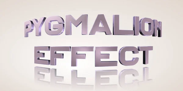 Pygmalion Effect - 3D Rendering Metal Word in Beige Background - Concept Psychological Illustration